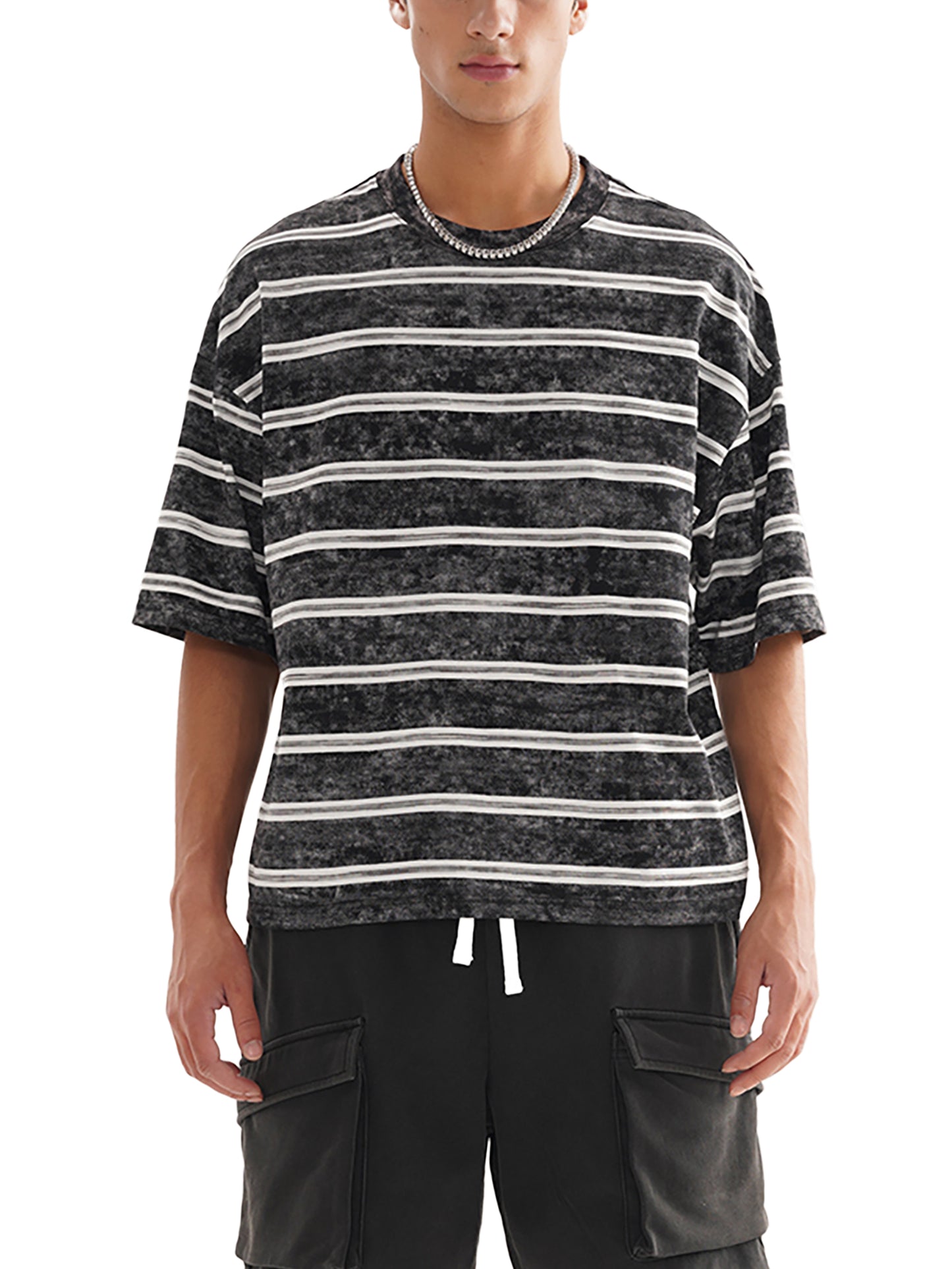 Snow Washed Stripe Boxy T-shirt