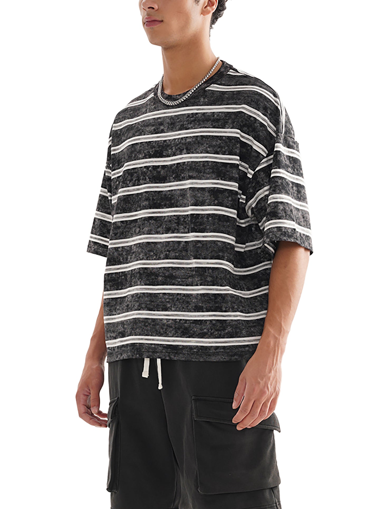 Snow Washed Stripe Boxy T-shirt