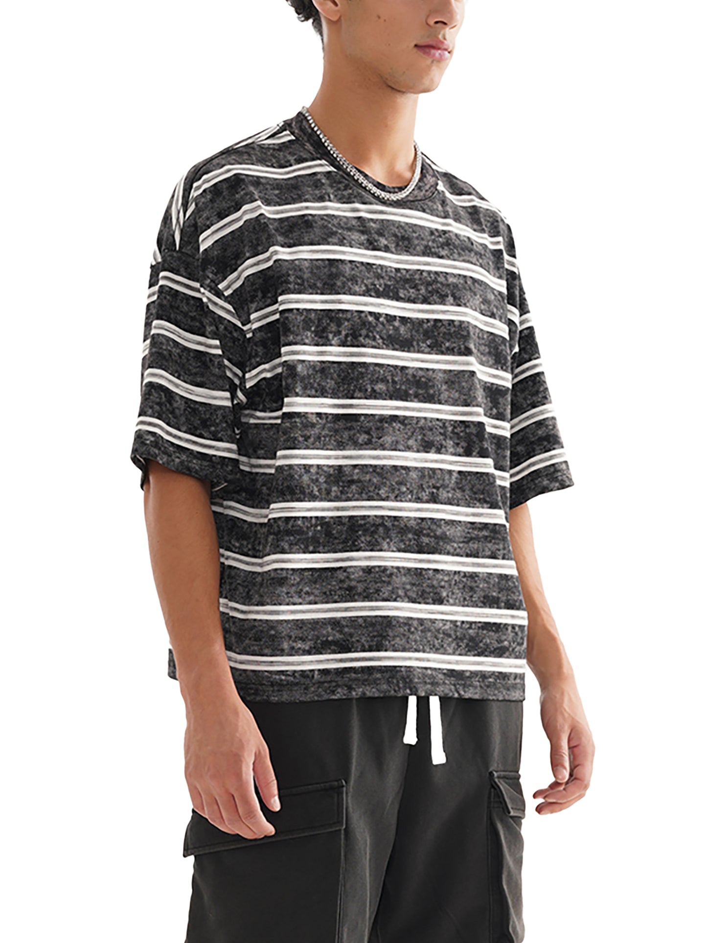 Snow Washed Stripe Boxy T-shirt